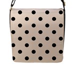 Polka Dots - Black on Almond Brown Flap Closure Messenger Bag (L)