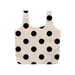 Polka Dots - Black on Almond Brown Full Print Recycle Bag (S)