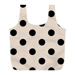 Polka Dots - Black on Almond Brown Full Print Recycle Bag (L)