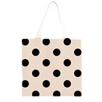 Polka Dots - Black on Almond Brown Grocery Light Tote Bag