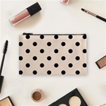 Polka Dots - Black on Almond Brown Cosmetic Bag (S)