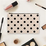 Polka Dots - Black on Almond Brown Cosmetic Bag (M)