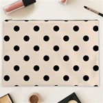 Polka Dots - Black on Almond Brown Cosmetic Bag (XXL)