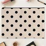 Polka Dots - Black on Almond Brown Cosmetic Bag (XXXL)
