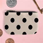 Polka Dots - Black on Almond Brown Mini Coin Purse