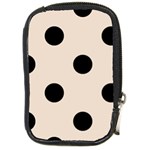 Polka Dots - Black on Almond Brown Compact Camera Leather Case
