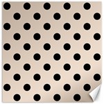 Polka Dots - Black on Almond Brown Canvas 20  x 20 