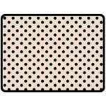 Polka Dots - Black on Almond Brown Double Sided Fleece Blanket (Large) (Two Sides)