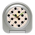 Polka Dots - Black on Almond Brown Desk Alarm Clock