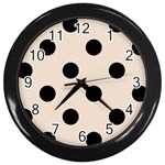 Polka Dots - Black on Almond Brown Wall Clock (Black)