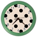 Polka Dots - Black on Almond Brown Color Wall Clock