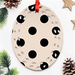 Polka Dots - Black on Almond Brown Oval Filigree Ornament (Two Sides)