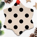 Polka Dots - Black on Almond Brown Snowflake Ornament (Two Sides)