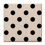 Polka Dots - Black on Almond Brown Tile Coaster