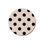Polka Dots - Black on Almond Brown Rubber Coaster (Round)