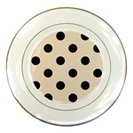 Polka Dots - Black on Almond Brown Porcelain Plate