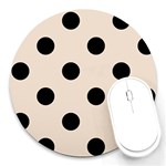Polka Dots - Black on Almond Brown Round Mousepad