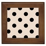 Polka Dots - Black on Almond Brown Framed Tile