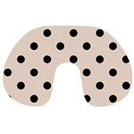 Polka Dots - Black on Almond Brown Travel Neck Pillow
