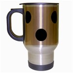 Polka Dots - Black on Almond Brown Travel Mug (Silver Gray)