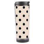 Polka Dots - Black on Almond Brown Travel Tumbler