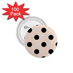 Polka Dots - Black on Almond Brown 1.75  Button (100 pack)