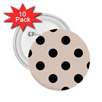 Polka Dots - Black on Almond Brown 2.25  Button (10 pack)