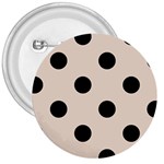 Polka Dots - Black on Almond Brown 3  Button