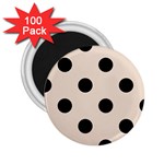 Polka Dots - Black on Almond Brown 2.25  Magnet (100 pack)