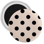 Polka Dots - Black on Almond Brown 3  Magnet