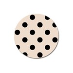 Polka Dots - Black on Almond Brown Magnet 3  (Round)