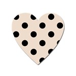 Polka Dots - Black on Almond Brown Magnet (Heart)