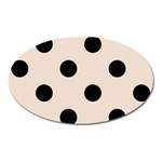 Polka Dots - Black on Almond Brown Magnet (Oval)