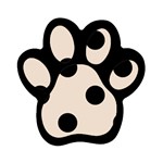 Polka Dots - Black on Almond Brown Magnet (Paw Print)