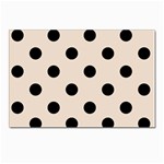 Polka Dots - Black on Almond Brown Postcard 5  x 7 