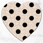 Polka Dots - Black on Almond Brown Jigsaw Puzzle (Heart)