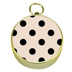 Polka Dots - Black on Almond Brown Gold Compass