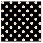 Polka Dots - Almond Brown on Black Large Satin Scarf (Square)