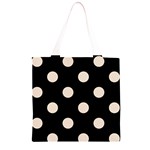 Polka Dots - Almond Brown on Black Grocery Light Tote Bag
