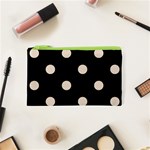 Polka Dots - Almond Brown on Black Canvas Cosmetic Bag (XS)