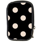 Polka Dots - Almond Brown on Black Compact Camera Leather Case