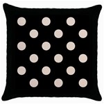 Polka Dots - Almond Brown on Black Throw Pillow Case (Black)
