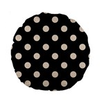 Polka Dots - Almond Brown on Black Standard 15  Premium Round Cushion