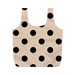 Polka Dots - Black on Pastel Brown Full Print Recycle Bag (M)