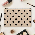 Polka Dots - Black on Pastel Brown Cosmetic Bag (L)