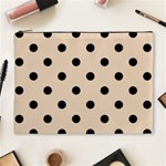 Polka Dots - Black on Pastel Brown Cosmetic Bag (XL)