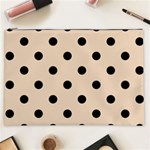Polka Dots - Black on Pastel Brown Cosmetic Bag (XXL)