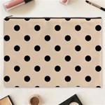 Polka Dots - Black on Pastel Brown Cosmetic Bag (XXXL)
