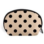 Polka Dots - Black on Pastel Brown Accessory Pouch (Large)