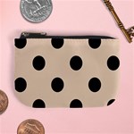 Polka Dots - Black on Pastel Brown Mini Coin Purse